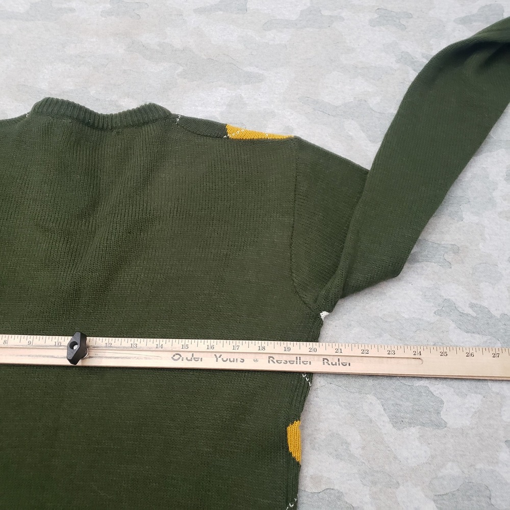 Vintage Barclay Argyle Sweater Mens Large Green V-Neck Knit Preppy Pullover - Picture 6 of 8
